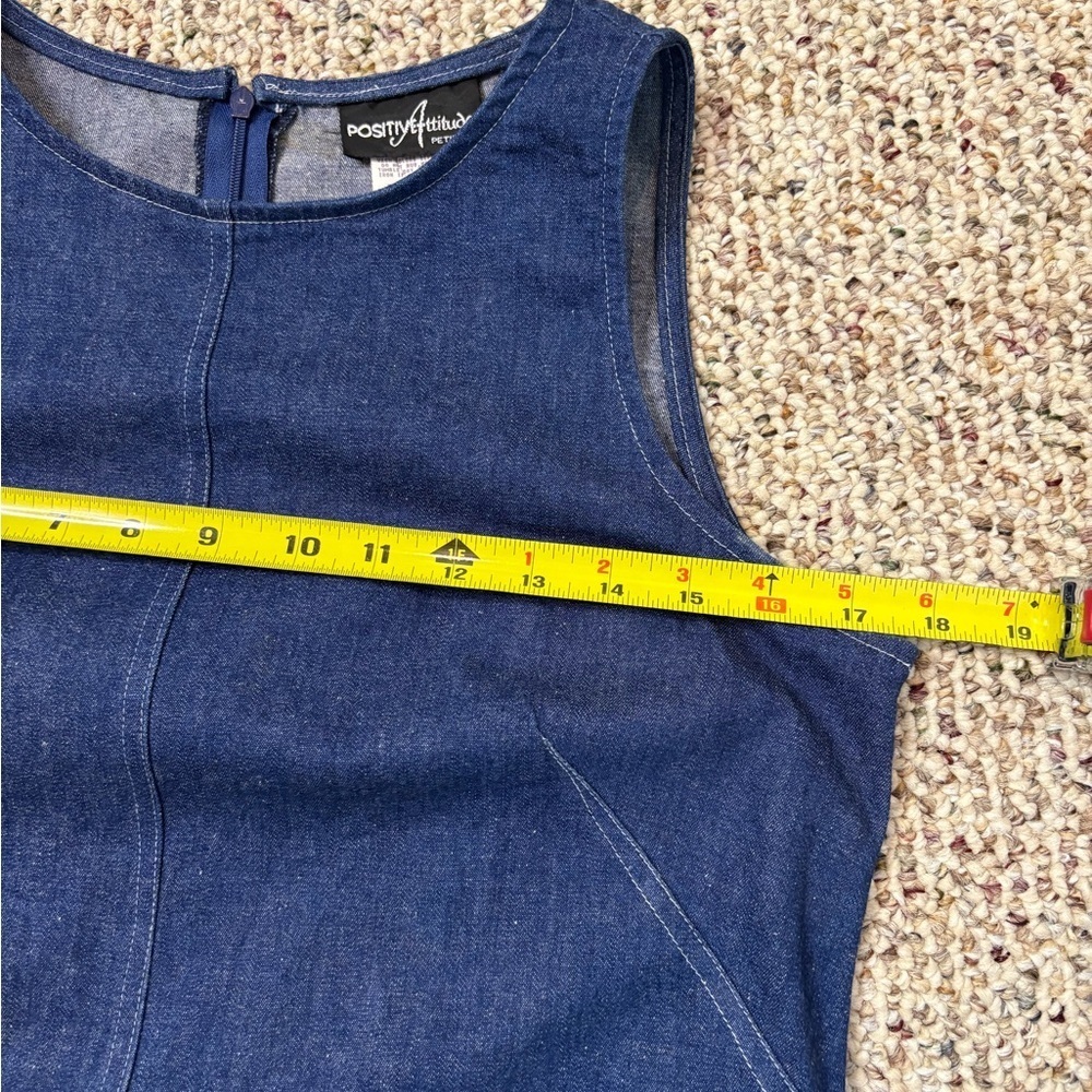 Vtg Positive Attitude Sleeveless Denim Sheath Dress with Pockets. Size 10 - Picture 8 of 12